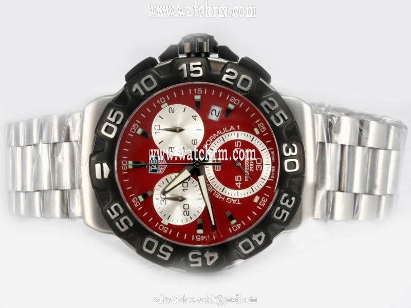 TAG Heuer Carrera CAC1112.BA0850 Round Red Dial Quartz Chronograph Watch