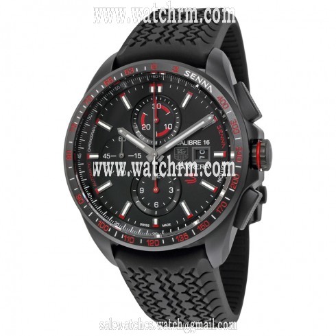 Tag Heuer Carrera Calibre 16 Black Dial Black Rubber Men's Watch CBB2080.FT6042