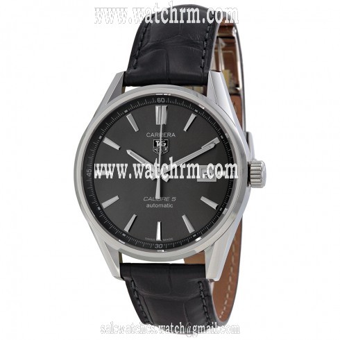 Tag Heuer Carrera Calibre 5 Anthracite Dial Leather Men's Watch WAR211CFC6336