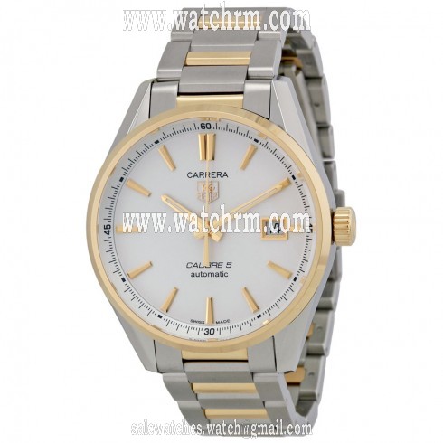 Tag Heuer Carrera Calibre 5 Automatic Silver Dial Two-tone Watch WAR215BBD0783