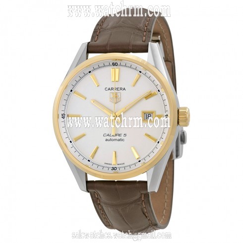 Tag Heuer Carrera Calibre 5 Silver Dial Brown Leather Men's Watch WAR215BFC6181