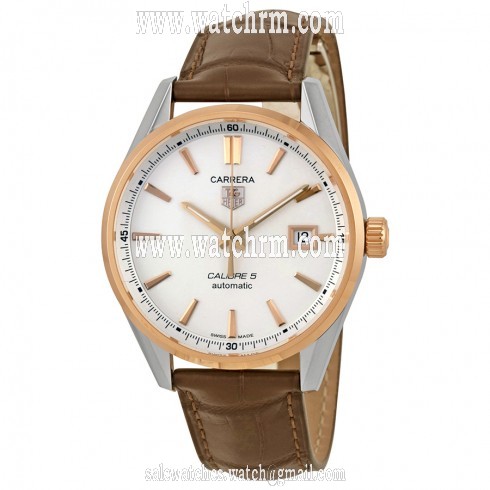 Tag Heuer Carrera Calibre 5 Silver Dial Brown Leather Men's Watch WAR215DFC6181