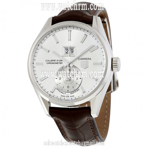 Tag Heuer Carrera Calibre 8 Automatic Silver Dial Brown Leather Men's Watch WAR5011.FC6291