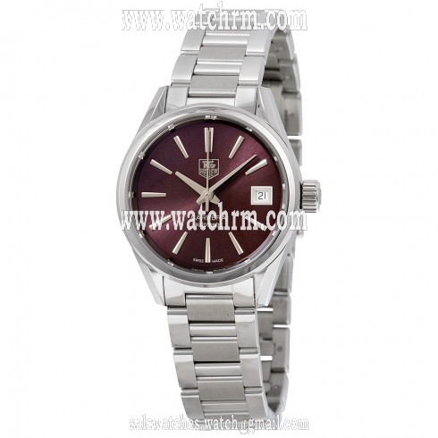 Tag Heuer Carrera Calibre 9 Burgundy Dial Stainless Steel Automatic Ladies Watch WAR2417.BA0776