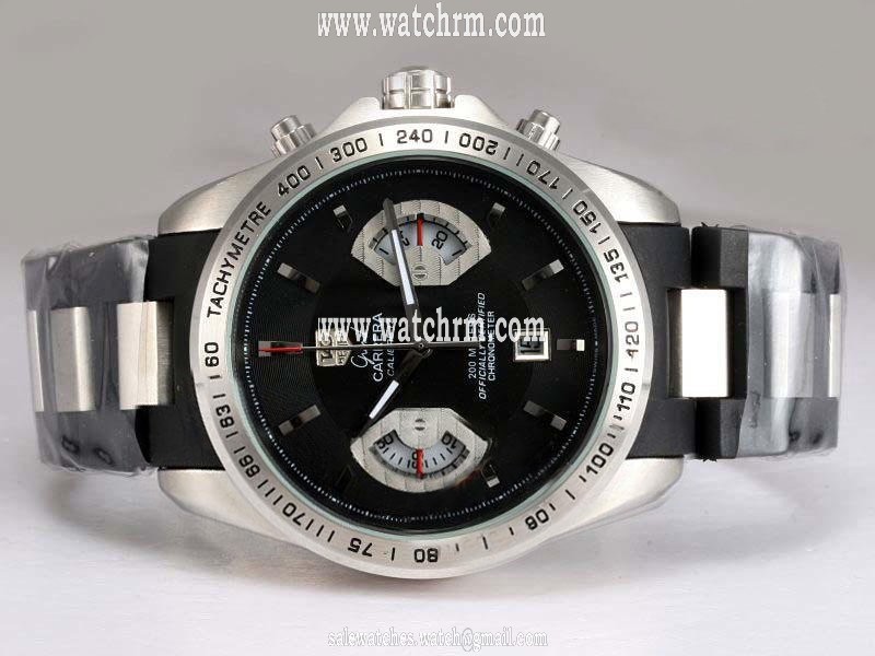 TAG Heuer Carrera CAV511A.FC6225 Black Dial Black Rubber Strap Watch