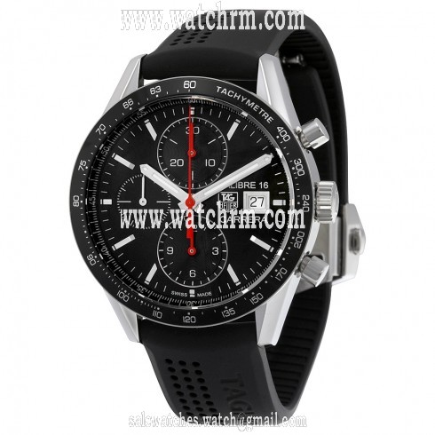 Tag Heuer Carrera Chronograph Automatic Black Dial Black Rubber Men's Watch CV201AK.FT6040