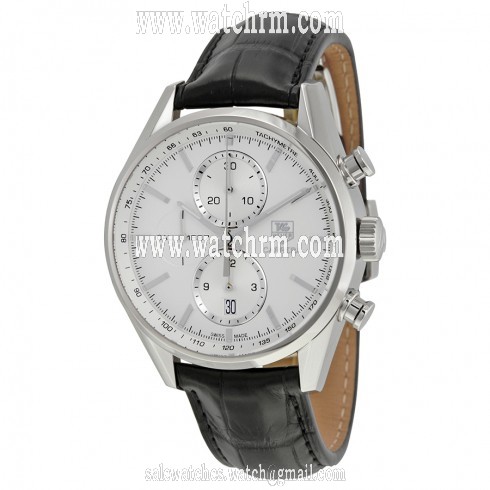 Tag Heuer Carrera Chronograph Silver Dial Automatic Leather Men's Watch CAR2111.FC6266