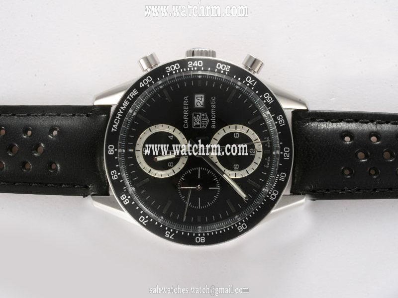 TAG Heuer Carrera CV2010.BA0786 Mens 41mm Black Cow Leather Strap Watch