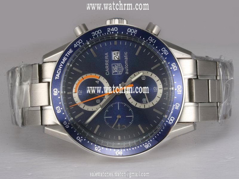 TAG Heuer Carrera CV2015.BA0786 Round Silver Stainless Steel Strap Blue Dial Watch