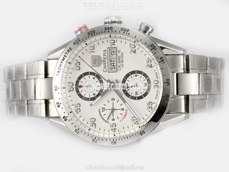 TAG Heuer Carrera CV2A11.BA0796 Silver Stainless Steel Strap White Dial Watch