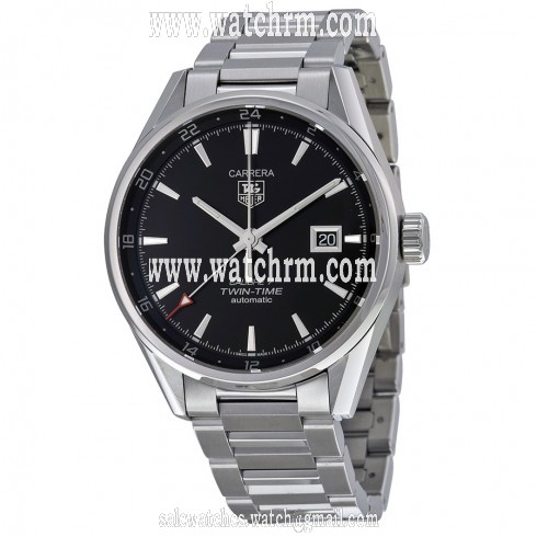 Tag Heuer Carrera Dual Time Black Dial Stainless Steel Men's Watch WAR2010BA0723