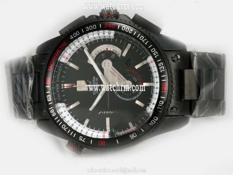TAG Heuer Carrera Grand Carrera Calibre 36 RS Mens Round Black Stainless Steel Strap Watch