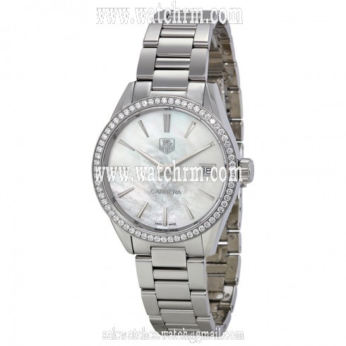 Tag Heuer Carrera Mother of Pearl Dial Diamond Stainless Steel Ladies Watch WAR1315BA0778