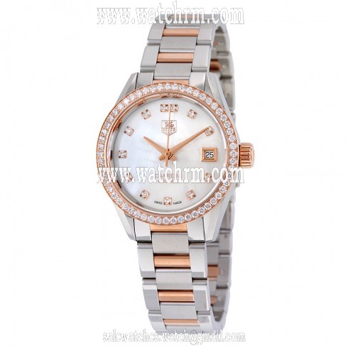 Tag Heuer Carrera Mother of Pearl Diamond Dial Steel and 18kt Rose Gold Men's Watch WAR2453.BD0777
