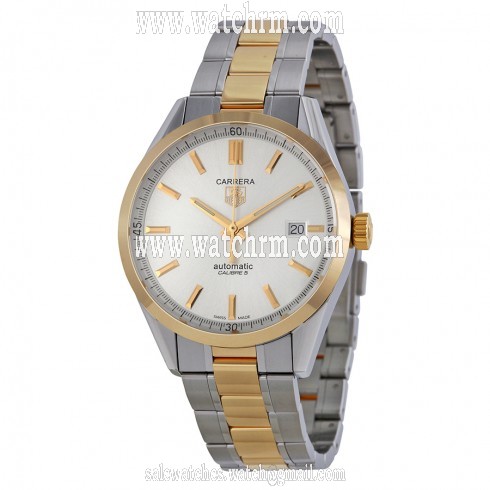 Tag Heuer Carrera Silver Dial 18kt Yellow Gold and Stainless Steel Men's Watch WV215D.BD0788