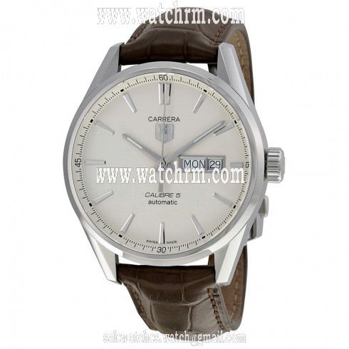 Tag Heuer Carrera Silver Dial Brown Leather Men's Watch WAR201BFC6291