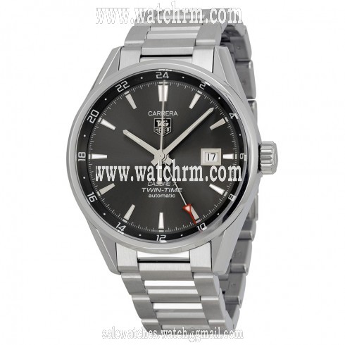 Tag Heuer Carrera Twin Time Calibre 7 Anthracite Dial Stainless Steel Men's Watch WAR2012.BA0723