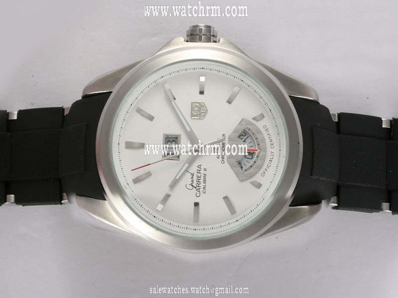 TAG Heuer Carrera WAV511B.FC6230 Round White Dial Blue Rubber Strap Watch