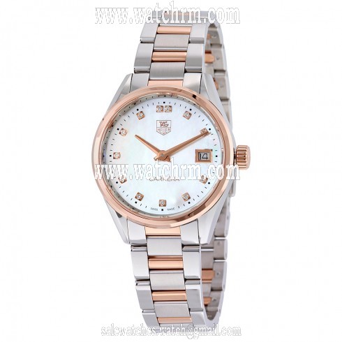 Tag Heuer Carrera White Mother of Pearl Dial Wesselton Diamonds Stainless Steel Ladies Watch WAR1352.BD0779