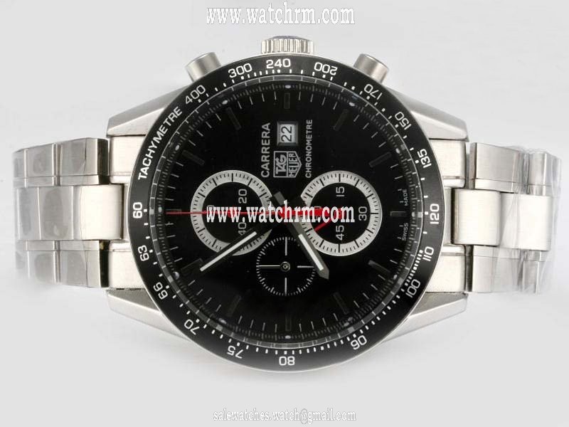 TAG Heuer Carrera wj1110-0SQ4820 Round Quartz Chronograph Black Dial Watch