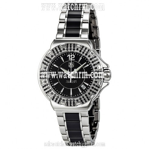Tag Heuer F1 Black Dial Steel and Ceramic Black Diamond Bezel Ladies Watch WAH1216.BA0859