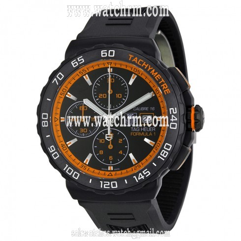 Tag Heuer Formula 1 Black Dial Black Rubber Chronograph Men's Watch CAU2012.FT6038