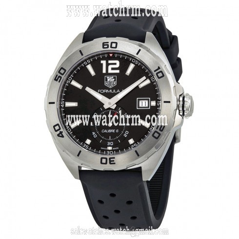 Tag Heuer Formula 1 Calibre 6 Automatic Black Dial Black Rubber Men's Watch WAZ2110FT8023