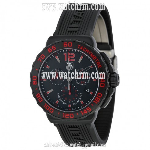 Tag Heuer Formula 1 Chronograph Black and Red Dial Black Rubber Men's Watch CAU111DFT6024