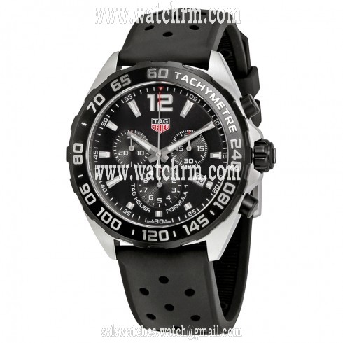 Tag Heuer Formula 1 Chronograph Black Dial Black Rubber Men's Watch CAZ1010.FT8024