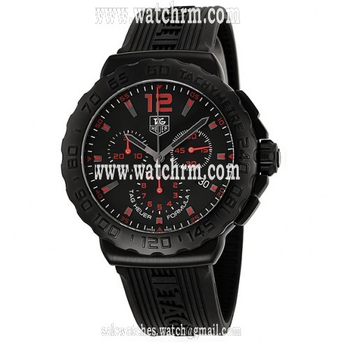 Tag Heuer Formula 1 Chronograph Black Dial Black Rubber Men's Watch CAU111A.FT6024