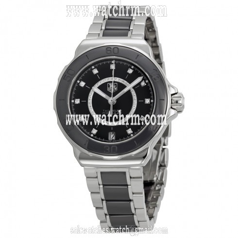Tag Heuer Formula 1 Diamond Steel and Black Ceramic Ladies Watch WAU2210.BA0859