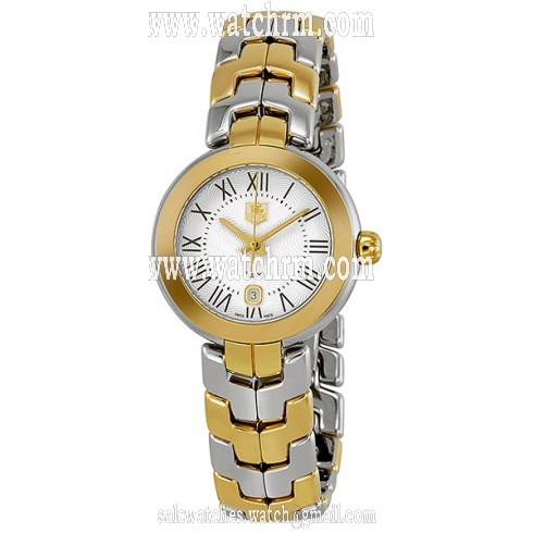 Tag Heuer Link Silver Guilloche Dial 18k Yellow Gold and Stainless Steel Ladie