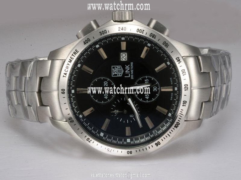 TAG Heuer Link WJF2112 Round Quartz Chronograph Black Dial Watch