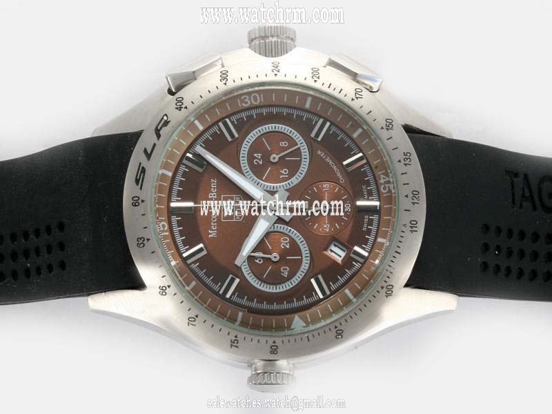 TAG Heuer Mercedes Benz SLR CAG2110.FC6209 Brown Dial Stainless Steel Bezel Black Rubber Strap Watch