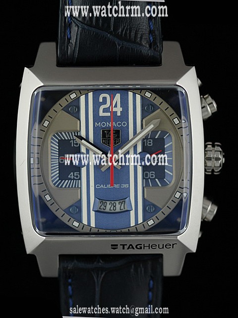 TAG Heuer Monaco CAL5111.FC6299 Black Cow Leather Strap Blue Dial 40.5mm Watch