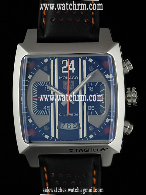 TAG Heuer Monaco CAL5112-FC6298 Black Ostrich Leather Strap 40.5mm Blue Dial Watch