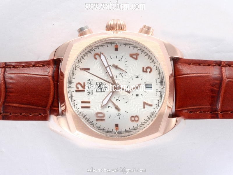 TAG Heuer Monaco CJF1310.BA0580 Brown Ostrich Leather Strap Womens Rose Gold Bezel Watch