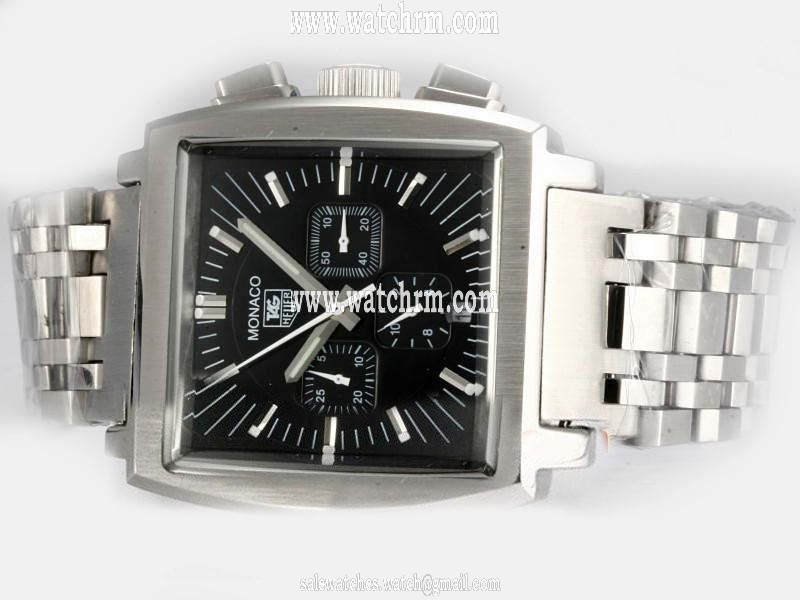 TAG Heuer Monaco Monaco Calibre 12 Stainless Steel Case 40x40mm Black Dial Watch