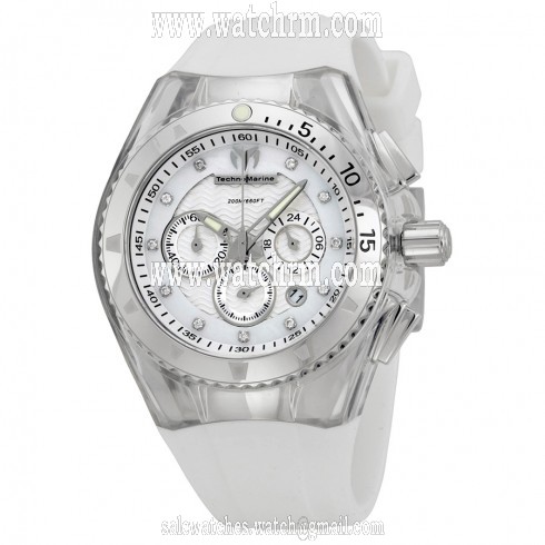 Technomarine Cruise Chronograph White Dial White Rubber Ladies Watch 111045