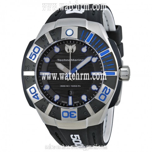 TechnoMarine Black Reef Black Dial Black Silicone Unisex Watch 513001