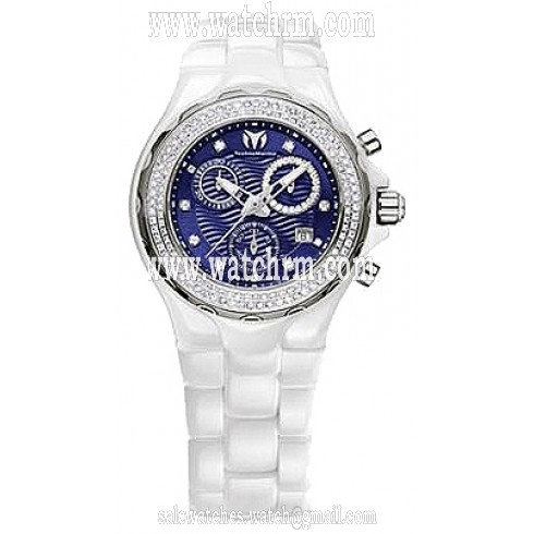TechnoMarine Blue Dial White Ceramic Luxury Ladies Watch