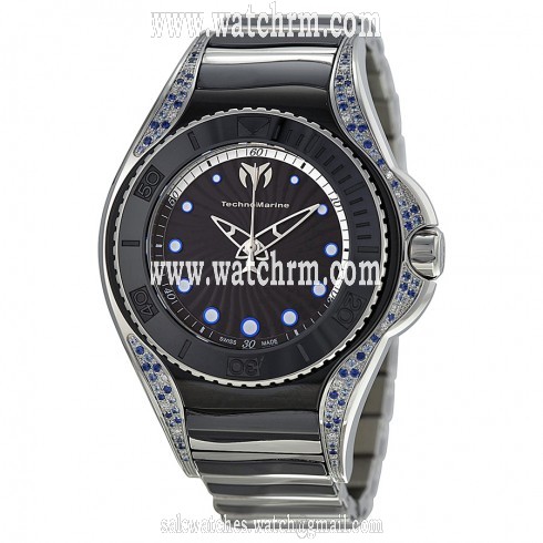 TechnoMarine Blue Manta Black Dial Stainless Steel Ladies Watch 213005