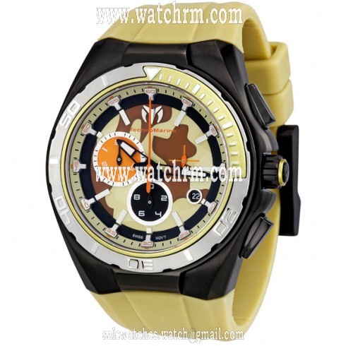 Technomarine Camouflage Chronograph Dial Yellow Rubber Strap Men's Watch 110072
