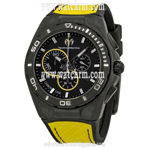 Technomarine Chrono Quartz Black Dial Black Silicone Men's Watch 114001