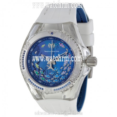 Technomarine Cruise Aquarius Blue Mother of Pearl White Silicone Ladies Watch 113010A