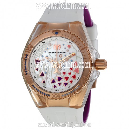 Technomarine Cruise Aquarius Mother of Pearl White Silicone Ladies Watch 113009A