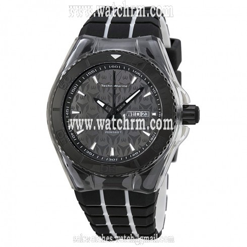 Technomarine Cruise Black Dial Black and White Silicone Men's Watch 113038