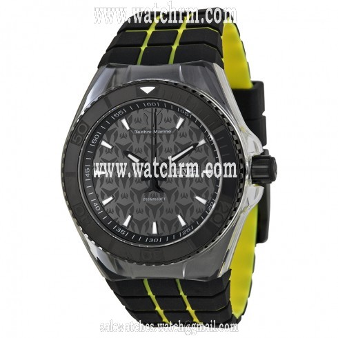 Technomarine Cruise Black Dial Black and Yellow Silicone Men's Watch 113037