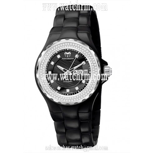 TechnoMarine Cruise Black Dial Black Ceramic Ladies Dress Watch 111054