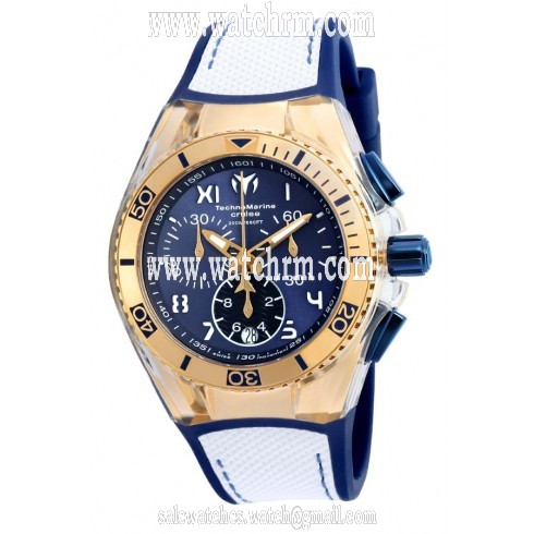 Technomarine Cruise California Blue Dial Blue Silicone White Canvas Unisex Watch 115018